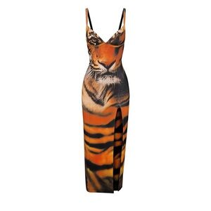 🔥NWT Roberto Cavalli x SKIMS Underwire Dress Tiger Face Print 🔥🔥🔥